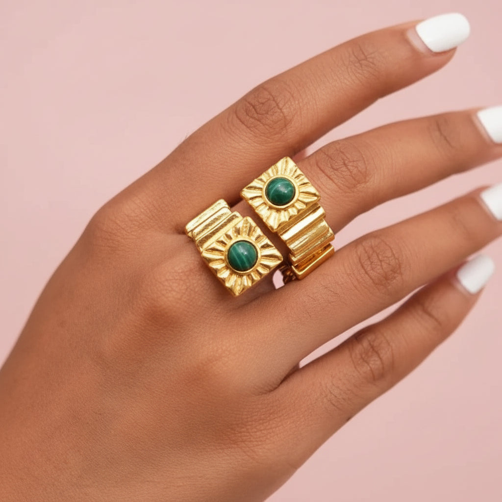 Malachite Textured Ring