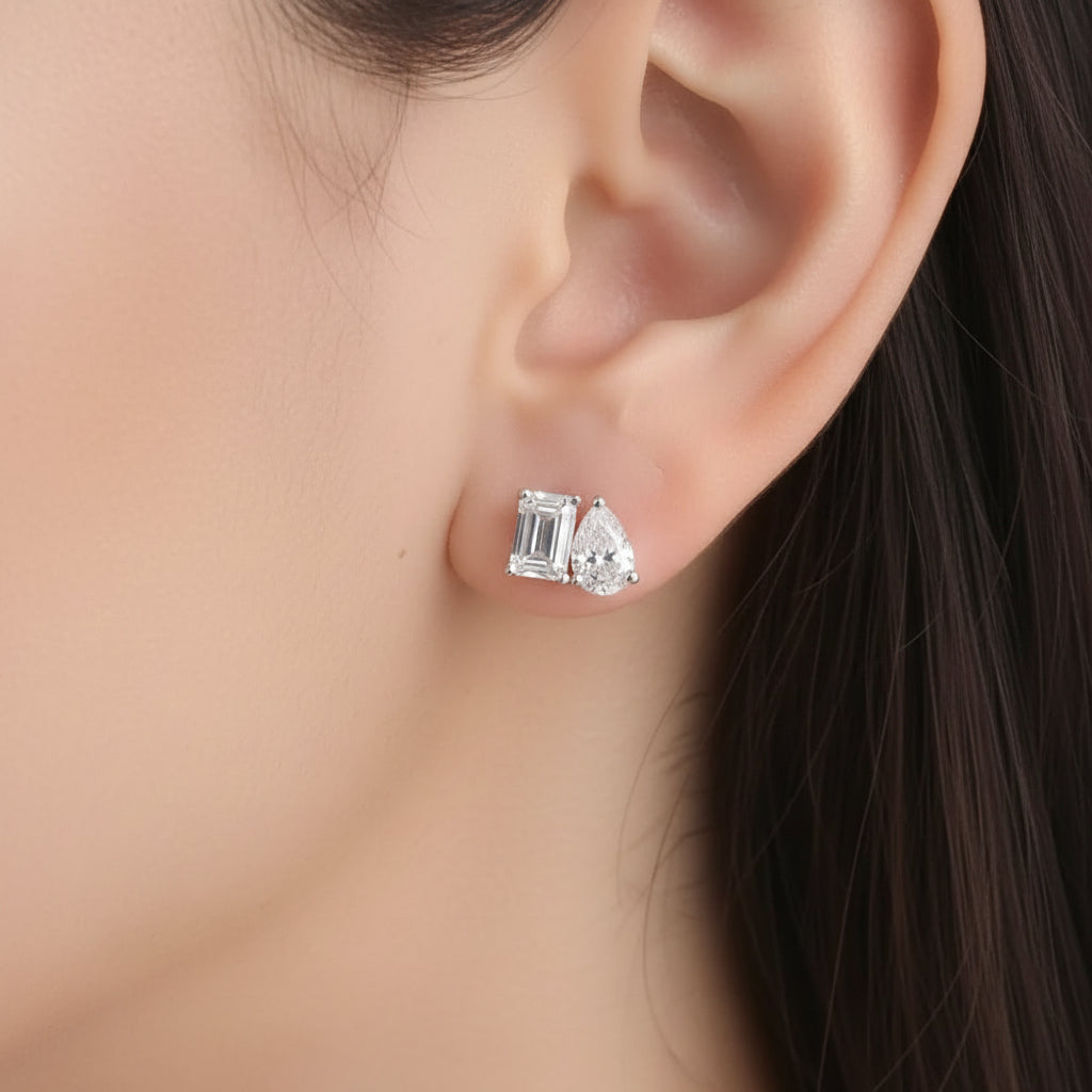 Pear & Emerald Cut Lab Diamond Earrings