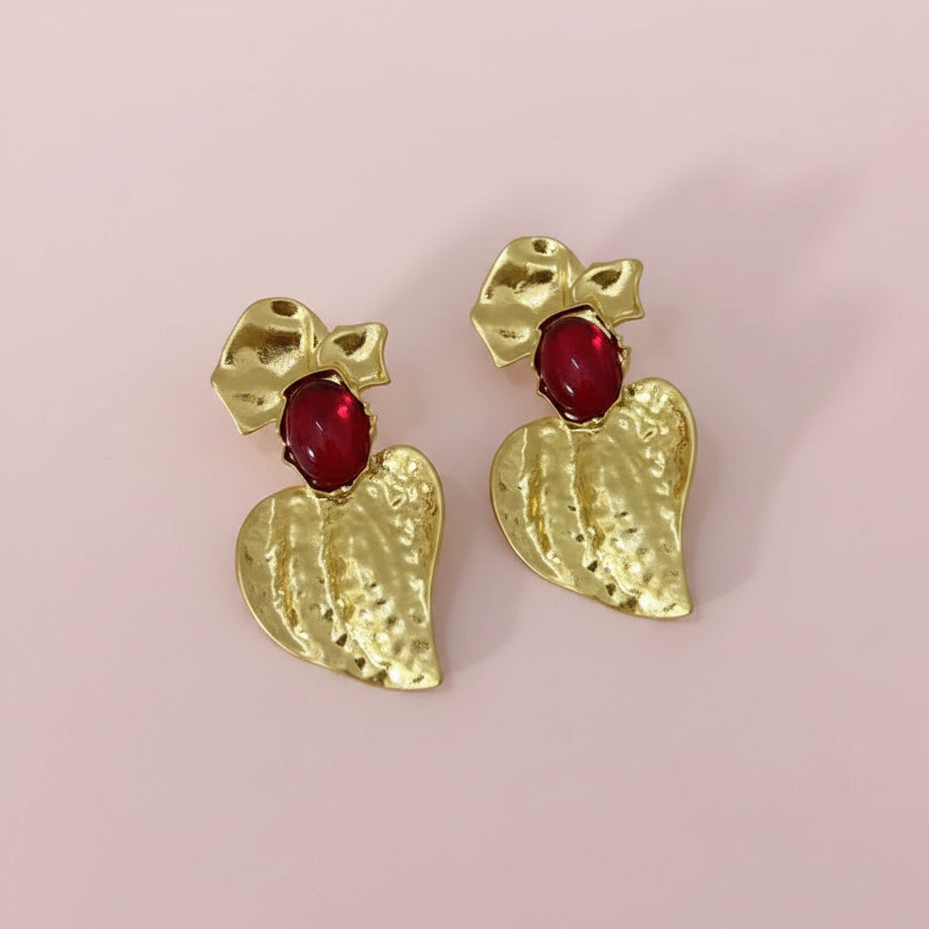 Flower Leaf Stone Earrings