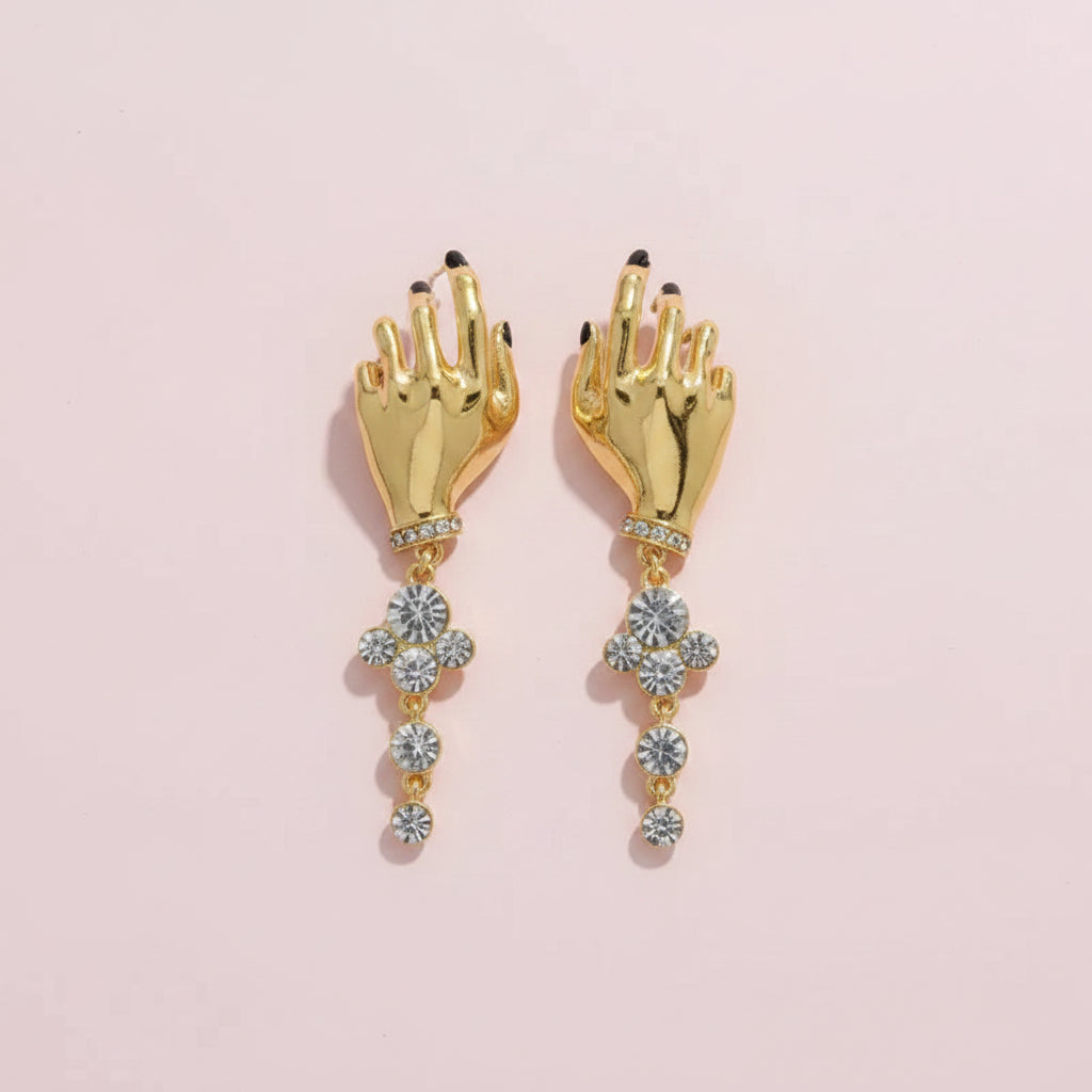 Surrealist Hand Charms Dangle Earrings