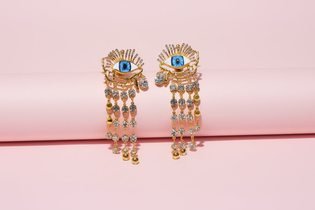 Golden Eyes Chain Dangle Earrings