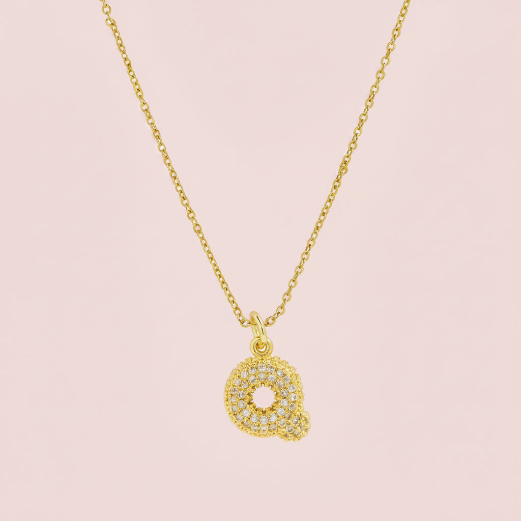 Zircon Initial Alphabet Pendant Necklace
