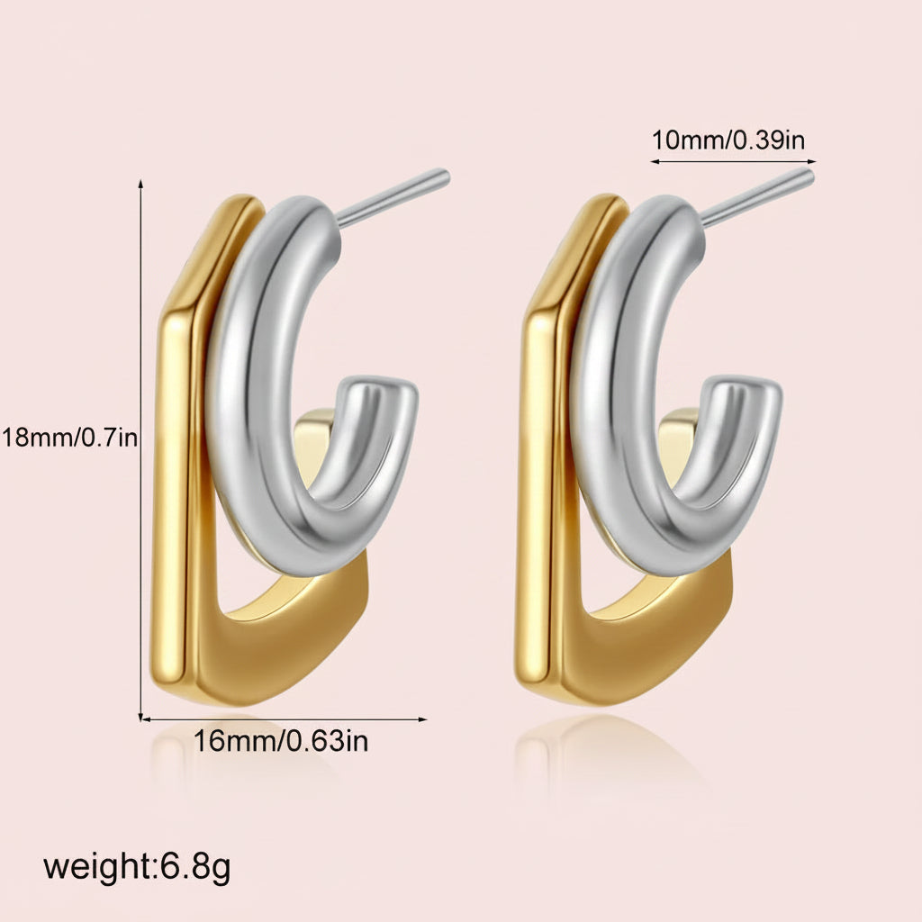 Gold Silver Contrast Earrings