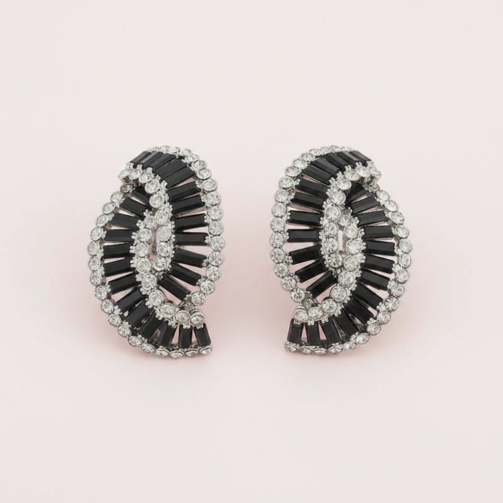 Curves Rhinestone Clip Earrings