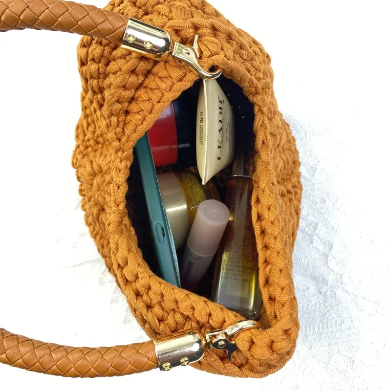 Woven Crochet Conch Shell Shape Bag