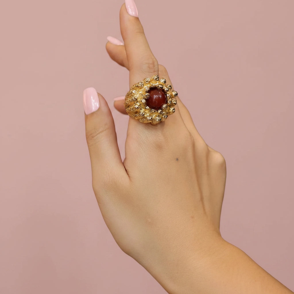 Baroque textured stone ring