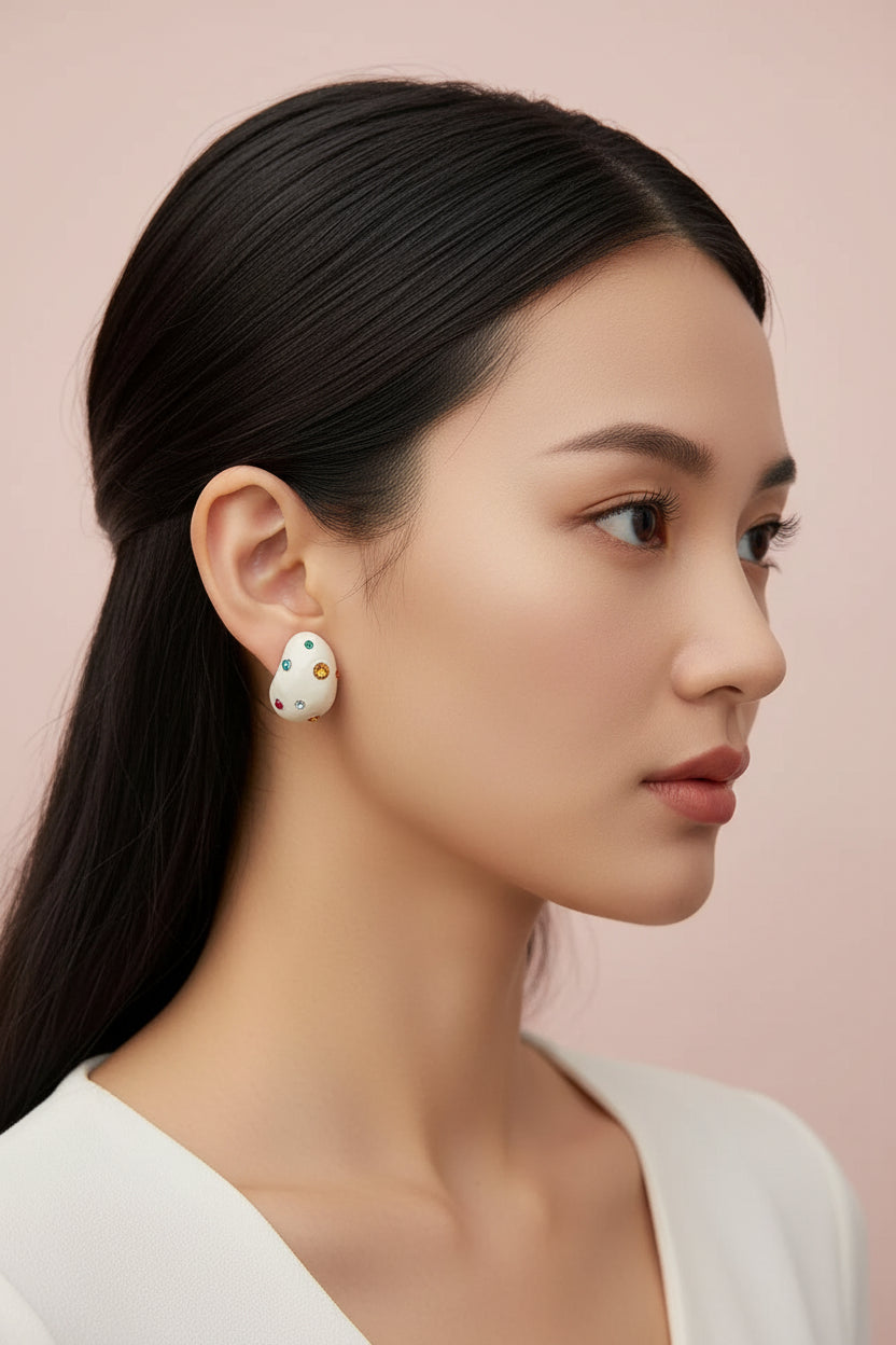 Enamel Studded Earrings