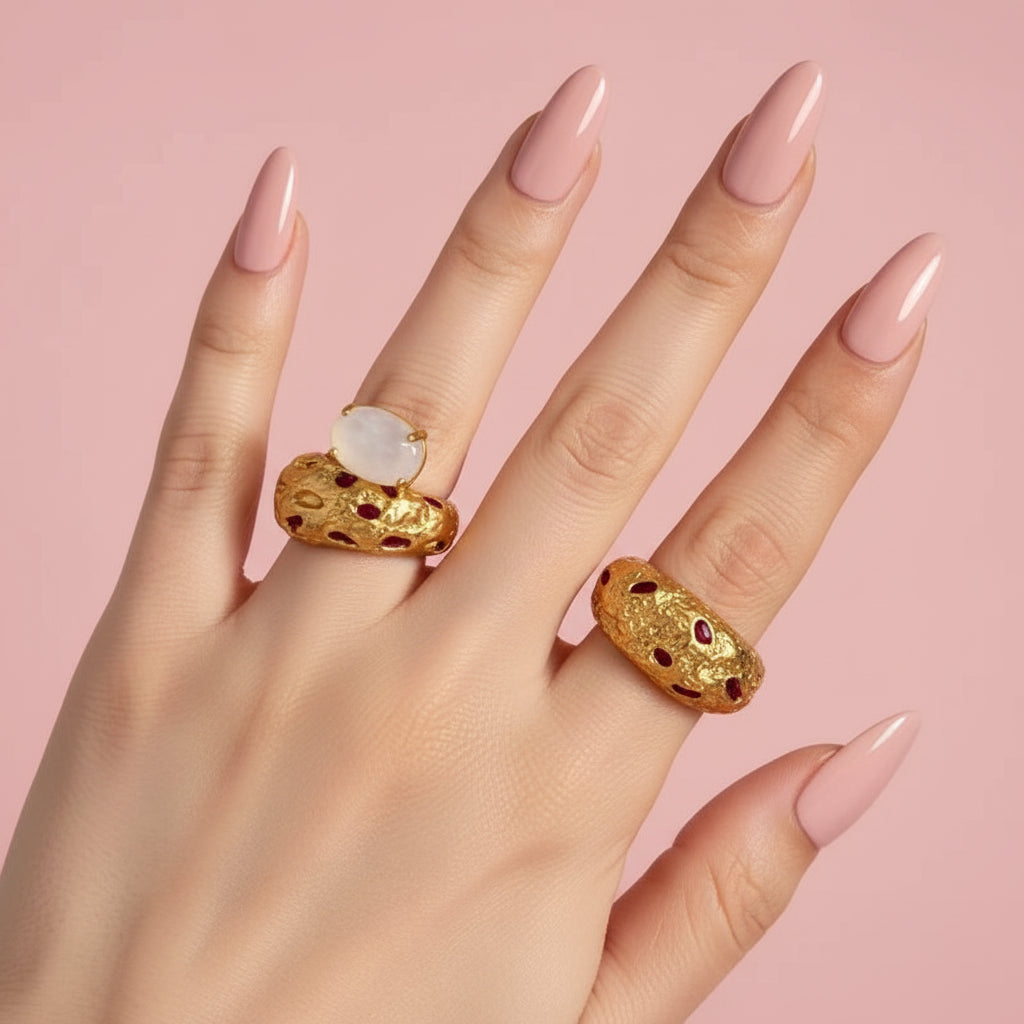 Textured Stone Rings