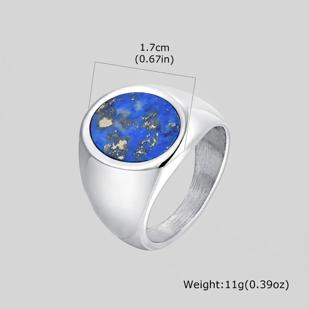 Lapis Lazuli Geometric Rings