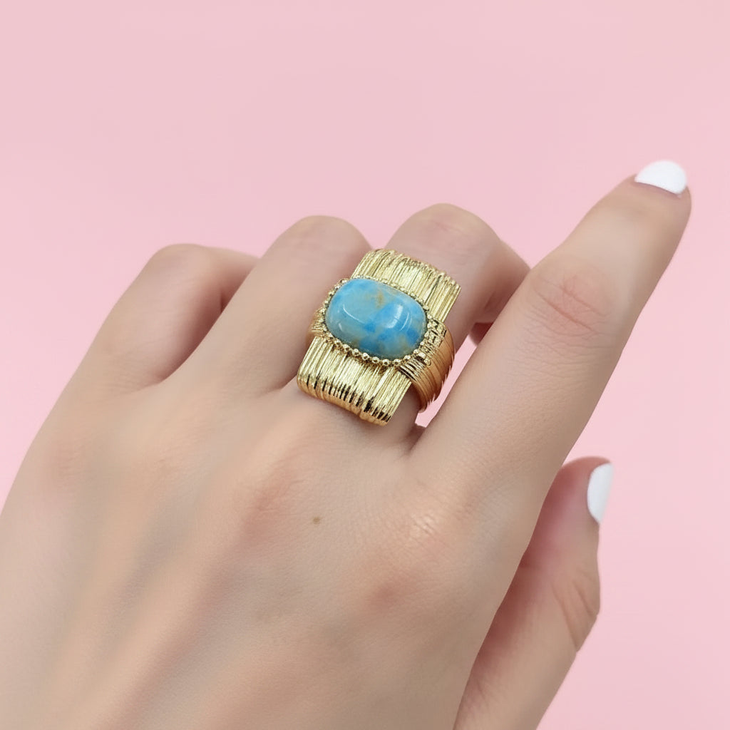 Turquoise Stone Baroque Ring