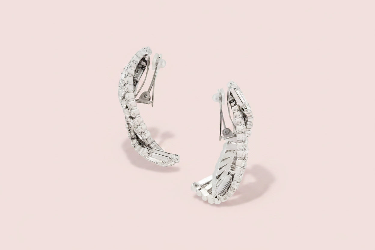Curves Rhinestone Clip Earrings