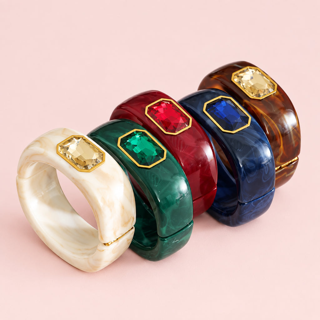Square Crystal Statement Chunky Bangle