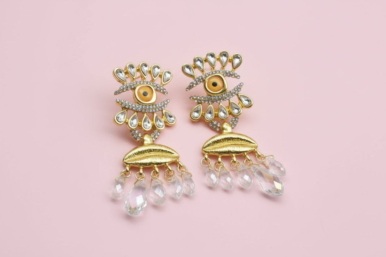Baroque  Eyes With Crystal Dangle Earrings