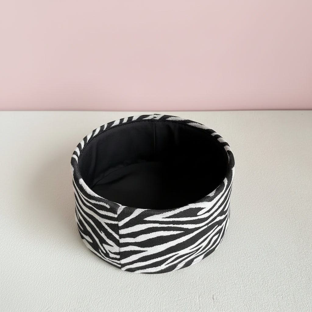 Zebra Print Wool Pillbox Beret Hat
