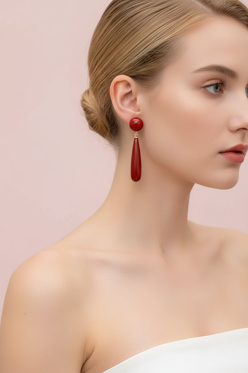 Resin Water Drop Long Hanging Earrings
