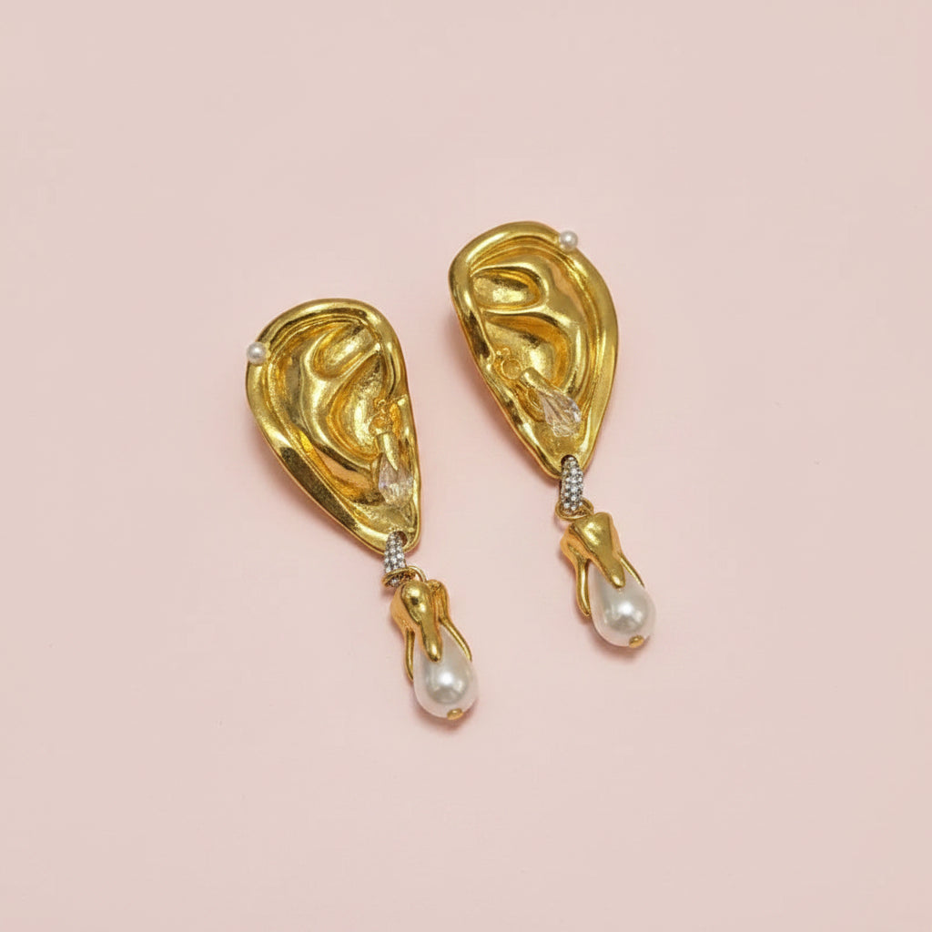 Surrealist Ear With Pearl Earrings