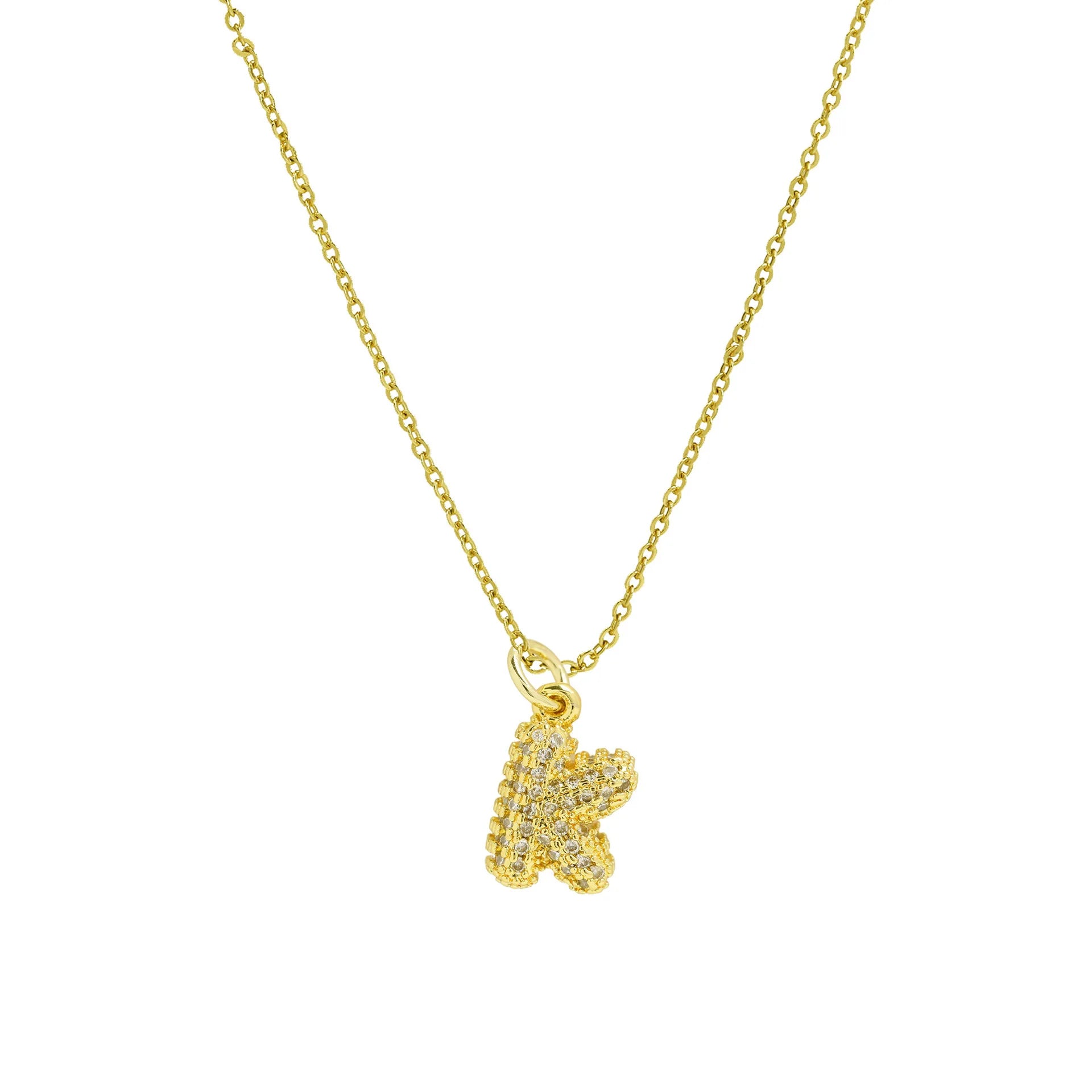 Zircon Initial Alphabet Pendant Necklace