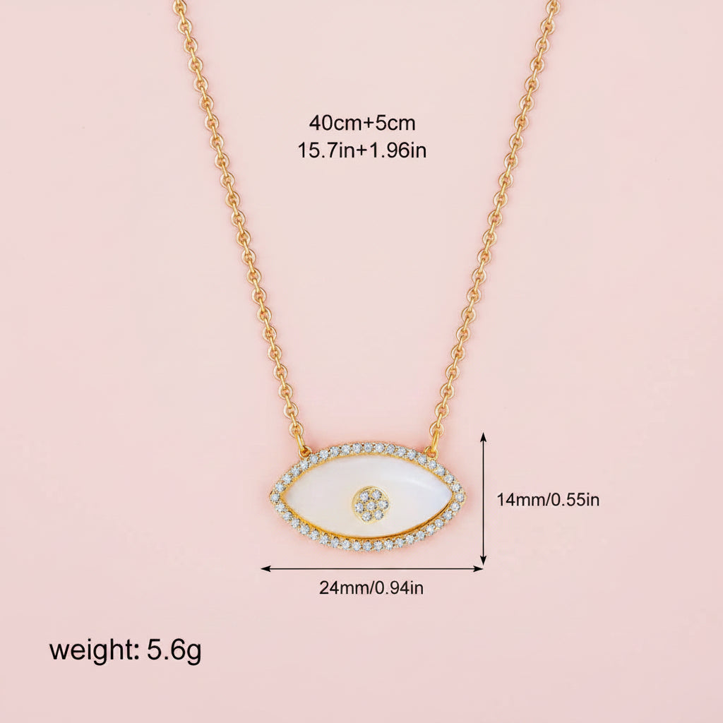 Opal Devil's Eye Zircon Pendant Necklace