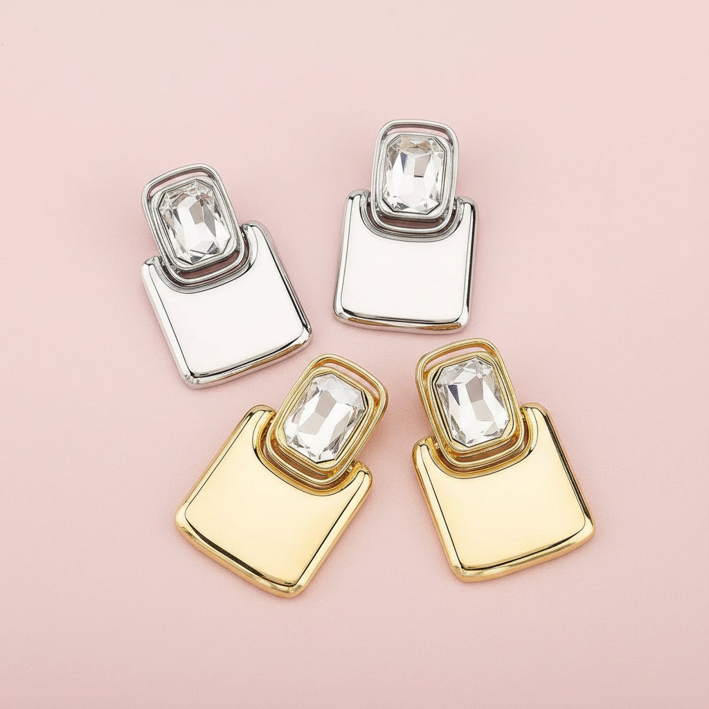 Statement Geometric Crystal Earrings
