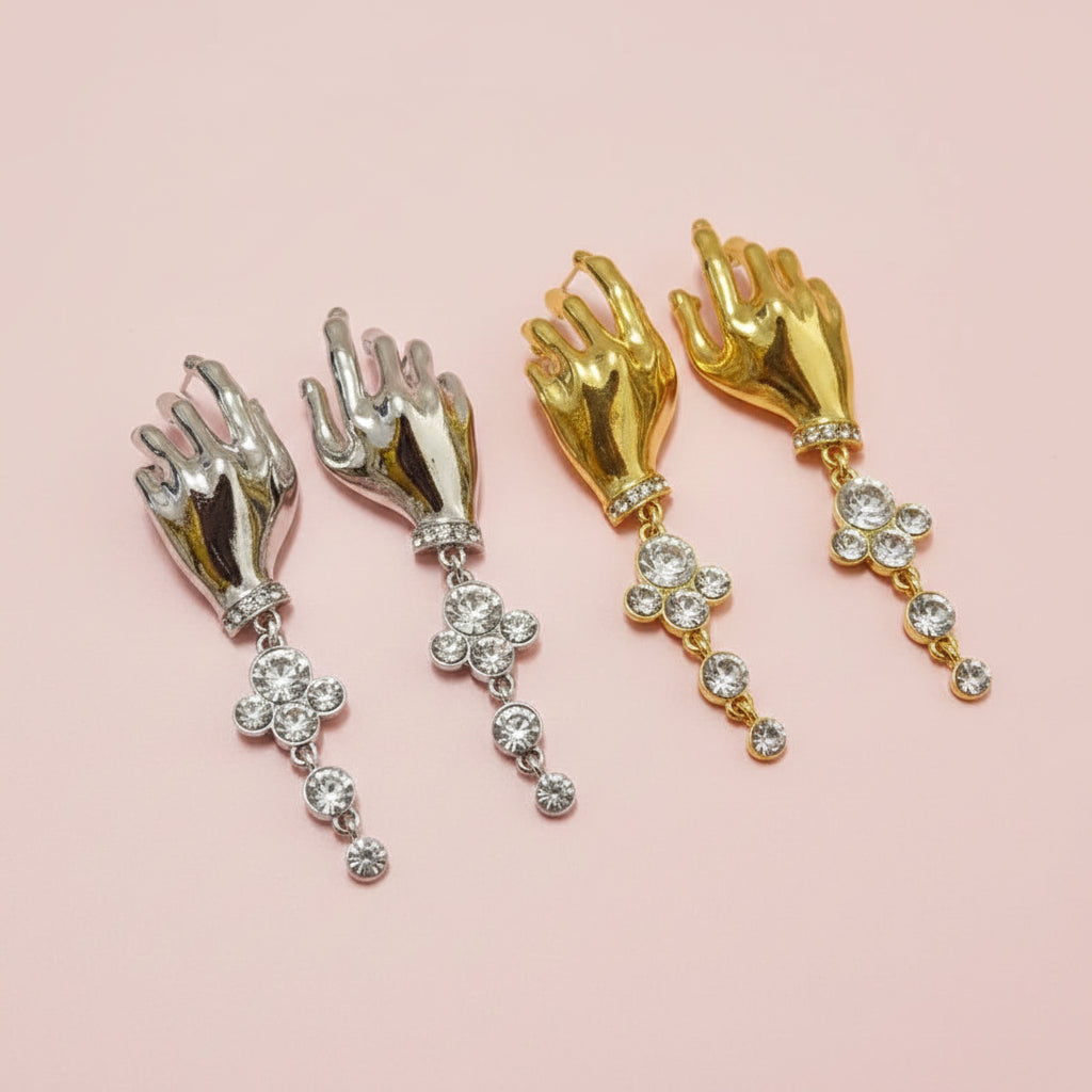Surrealist Hand Charms Dangle Earrings
