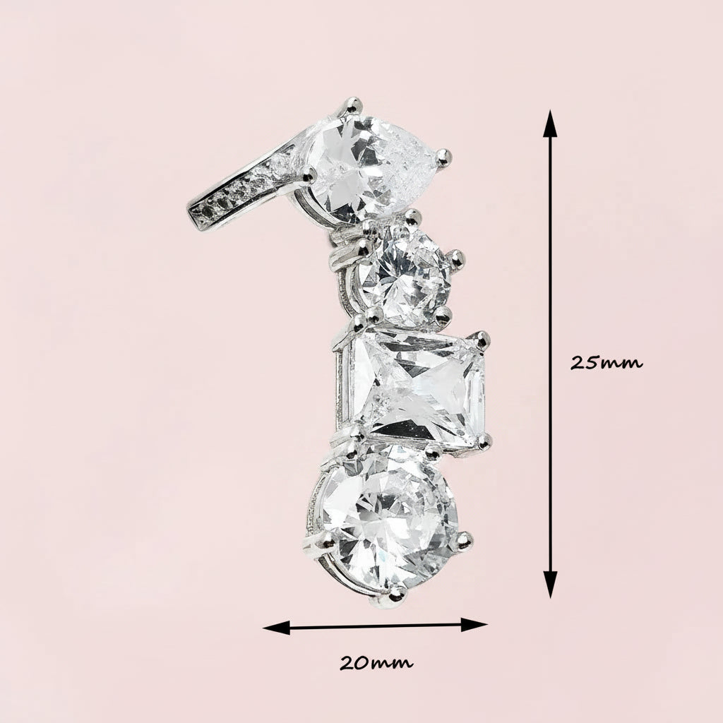 Single Ear Stud  White Zircon Cuff