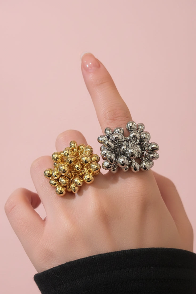 Metal Beads Ball Open Ring