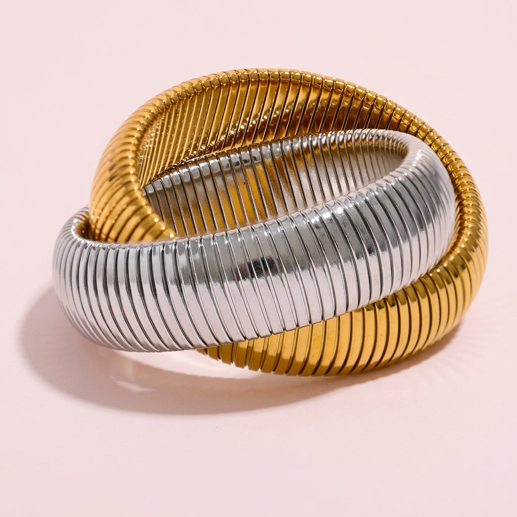 Contrast Set Gold Silver Bracelets