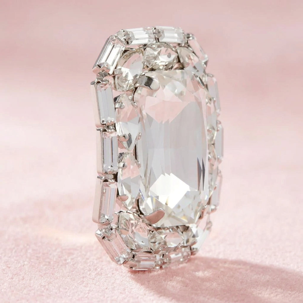 Rhinestone Frame Clip Earrings
