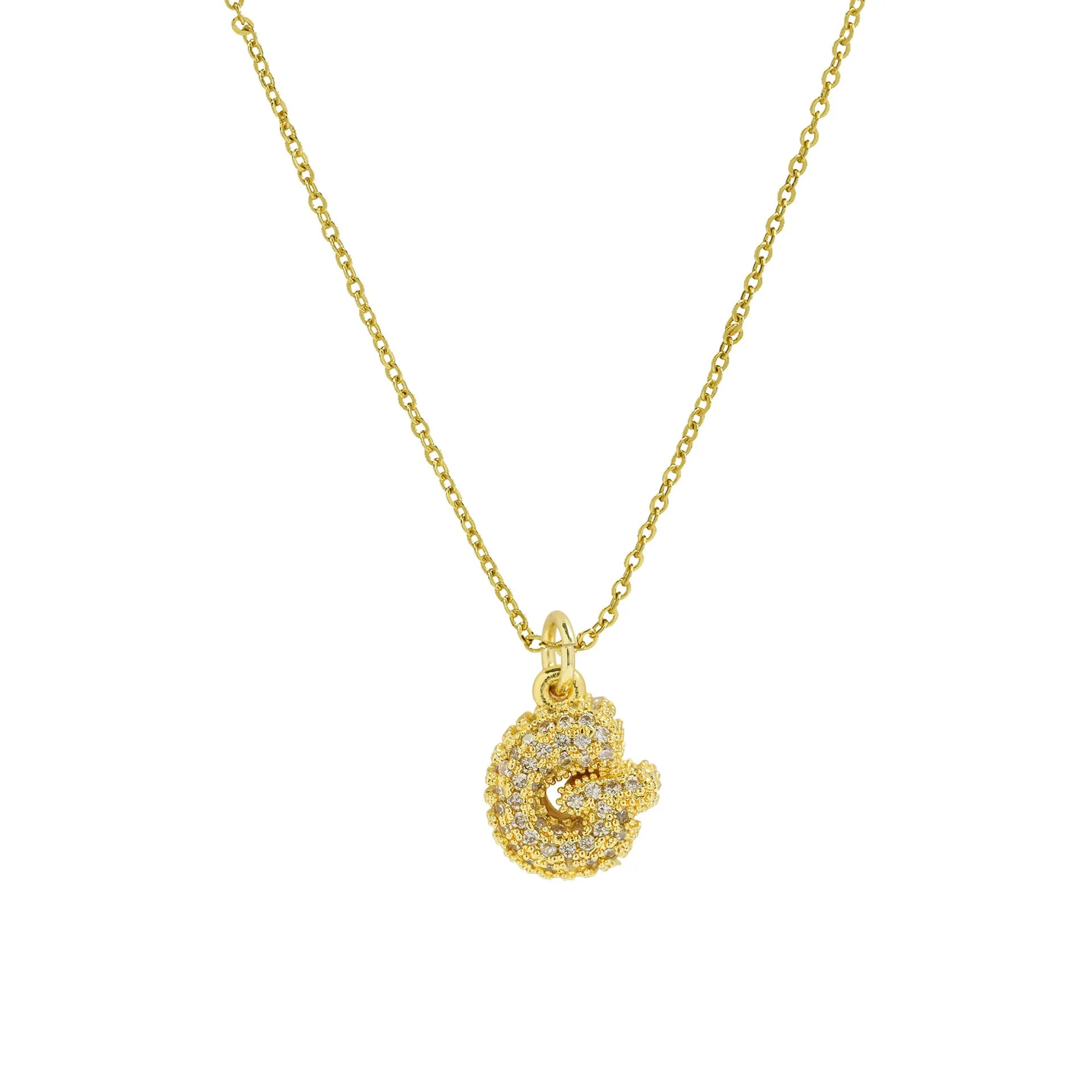 Zircon Initial Alphabet Pendant Necklace