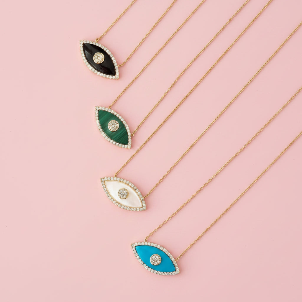 Opal Devil's Eye Zircon Pendant Necklace