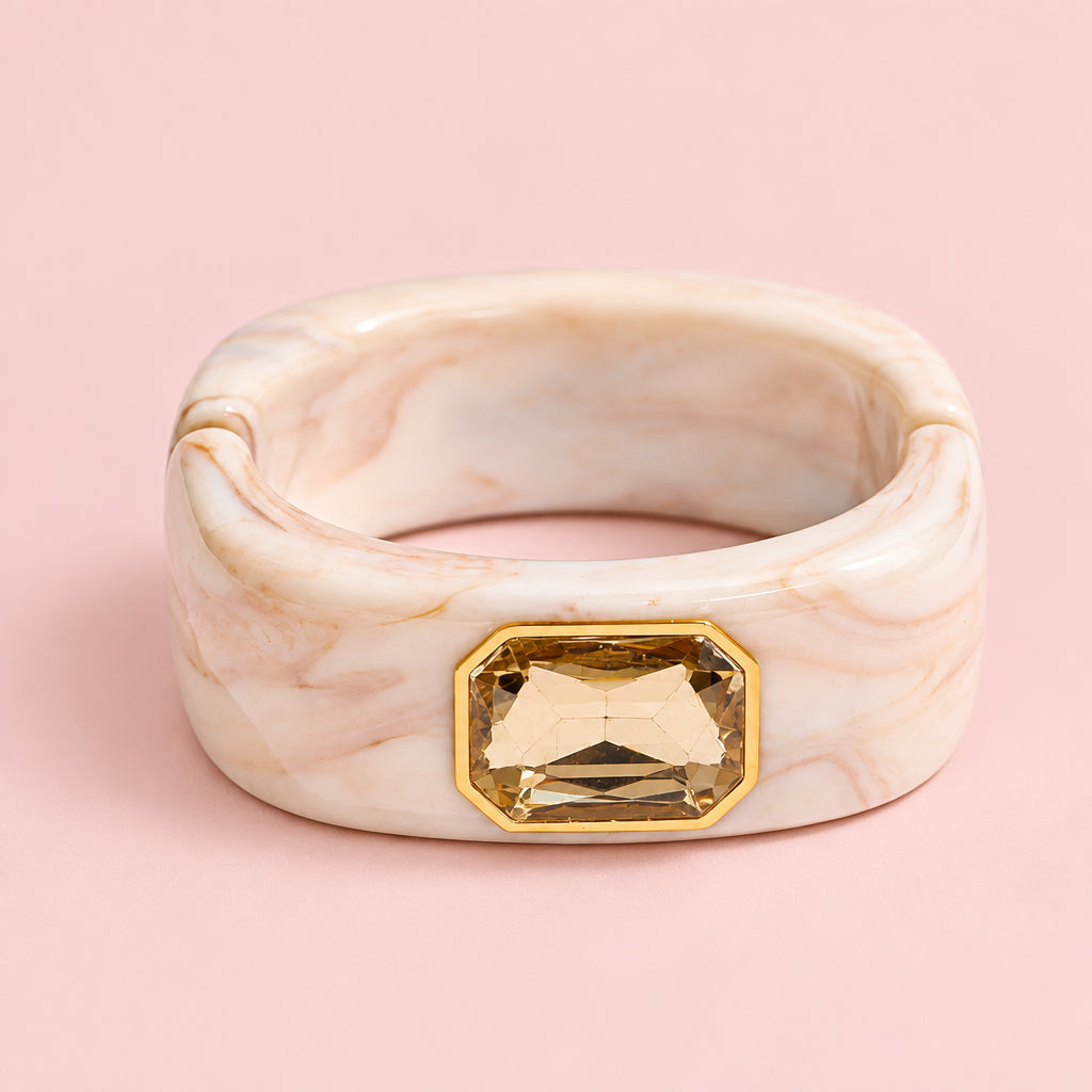 Bracciale rigido chunky con cristallo quadrato