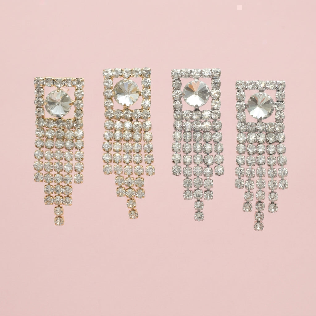 Rhinestone Tassel Dangle Earrings