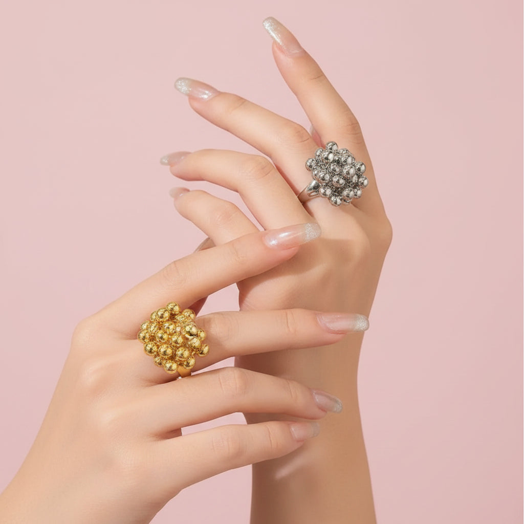 Metal Beads Ball Open Ring