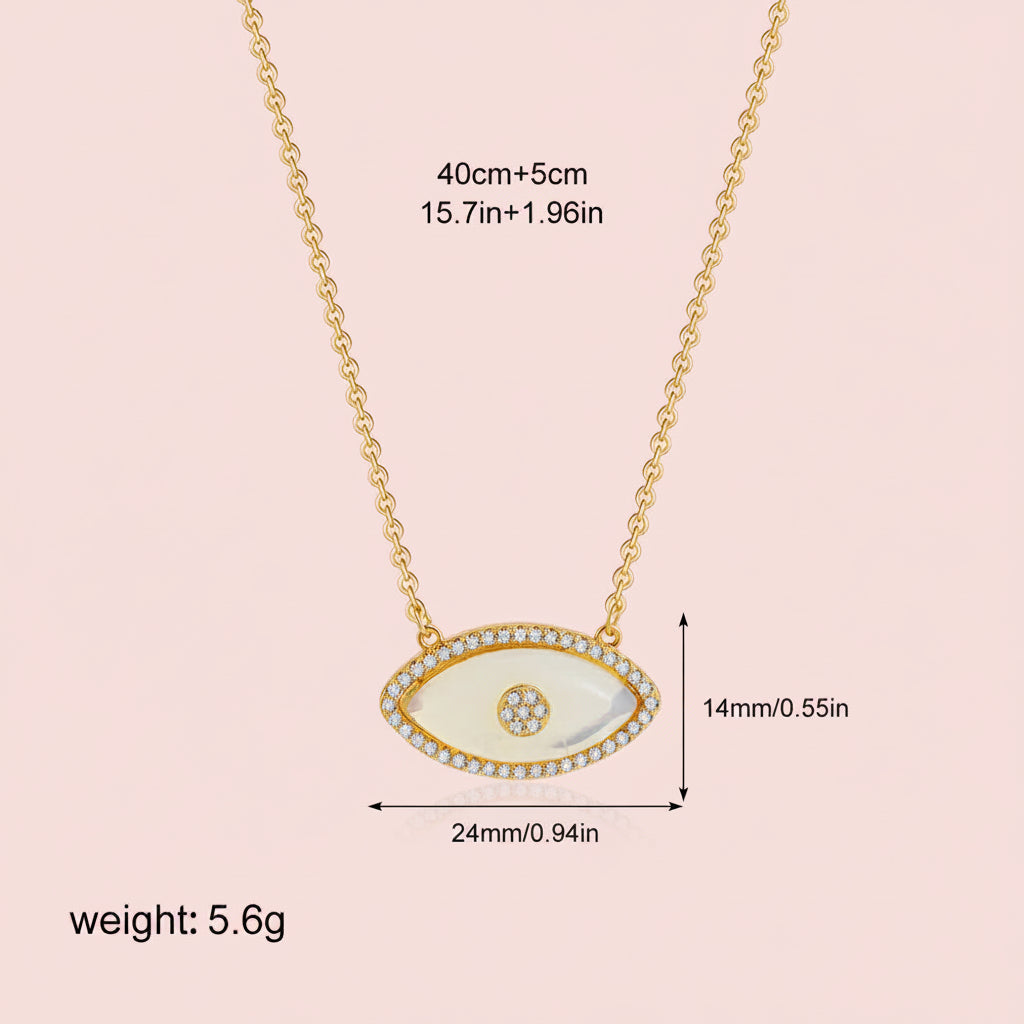Opal Devil's Eye Zircon Pendant Necklace