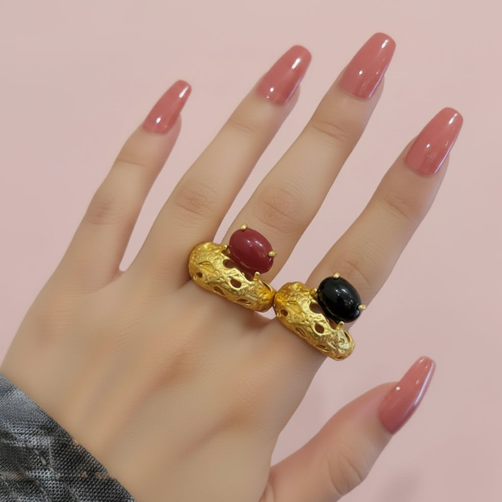 Textured Stone Rings