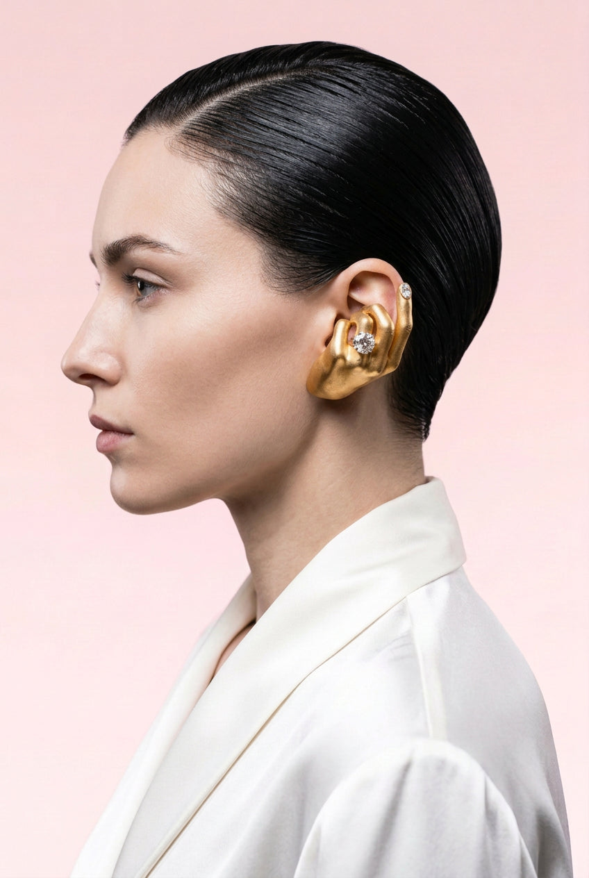 Orecchini earcuff a mano surrealista sinistra