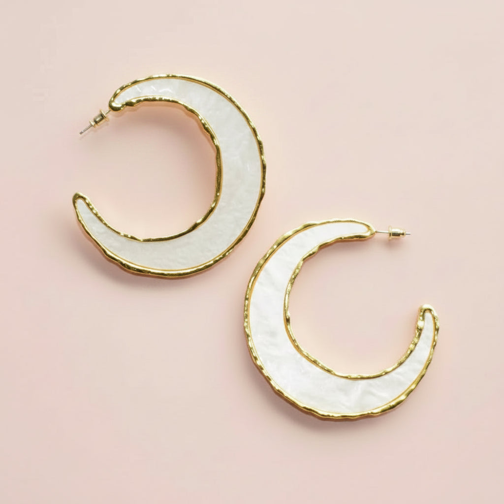 Moon Shape Mother of Pearl Earrings