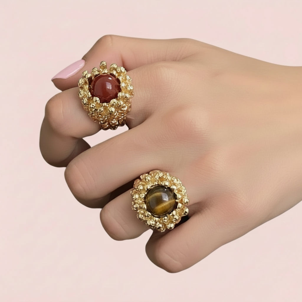 Baroque textured stone ring