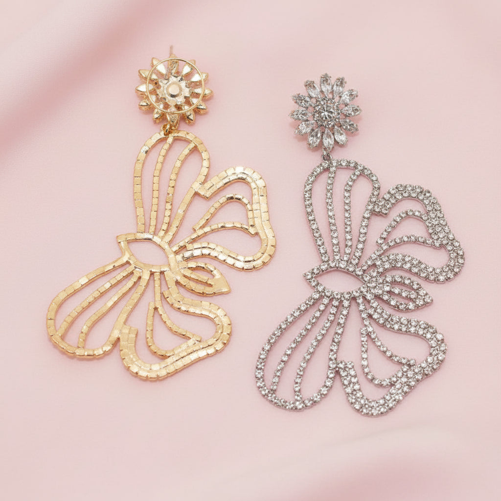 Rhinestone Butterfly Dangle Earrings
