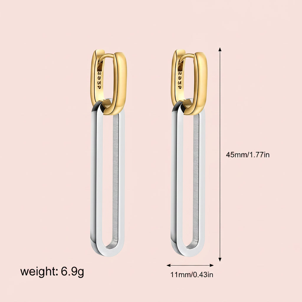Double  Hoop Link Drop Earrings