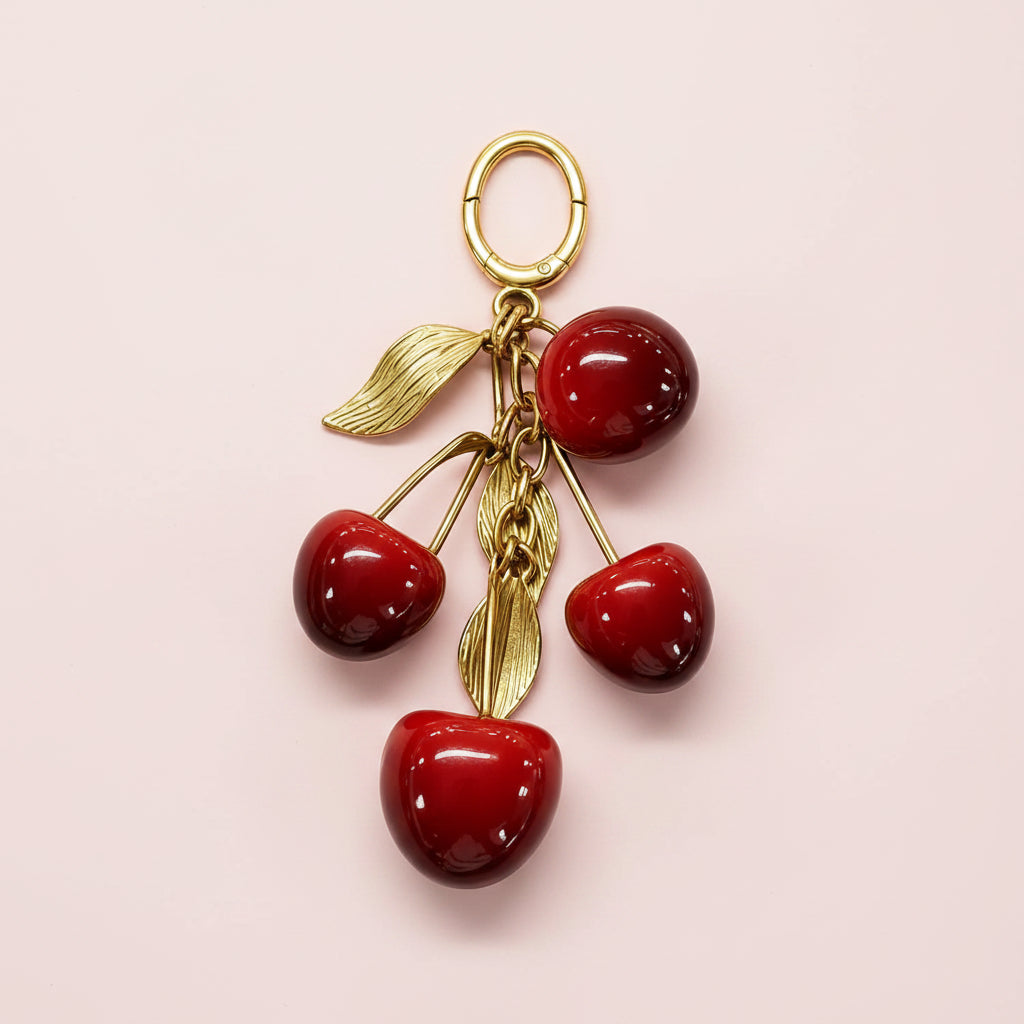 Cherry Resin Bag Charm Keychain