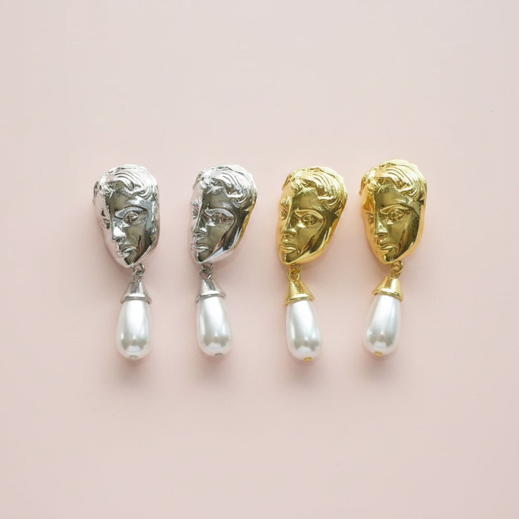 Surrealist Face Baroque Earrings