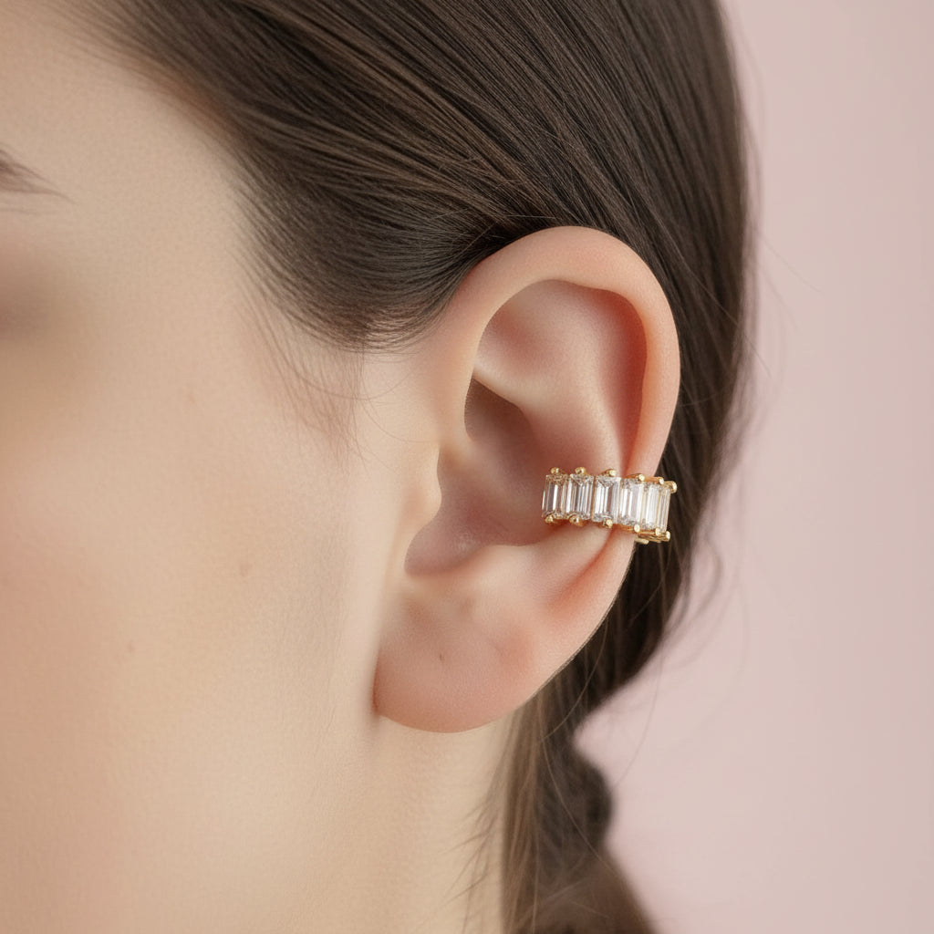 Square Zircon Ear Clip Earrings