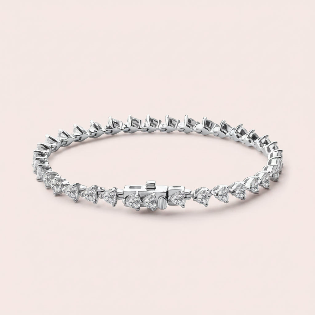 Heart Shape Tennis Bracelet With Lab Diamond