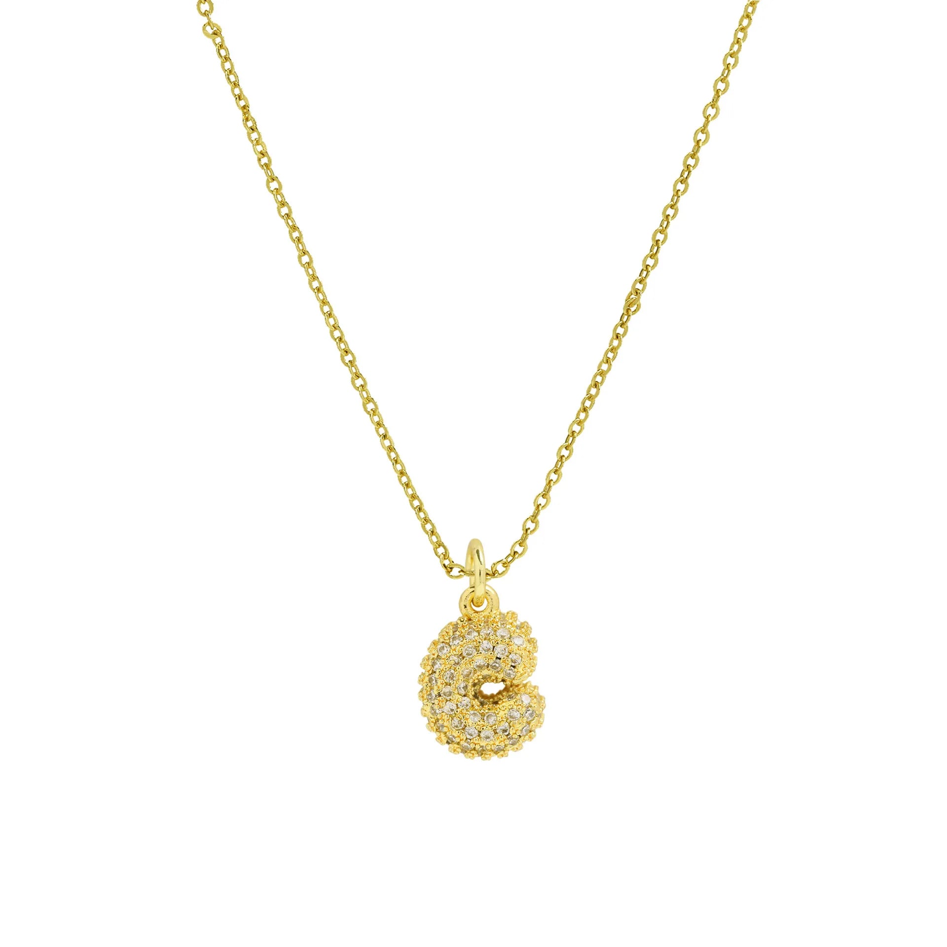 Zircon Initial Alphabet Pendant Necklace
