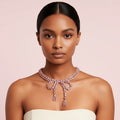 Rhinestone Bow Pendant Choker Necklace