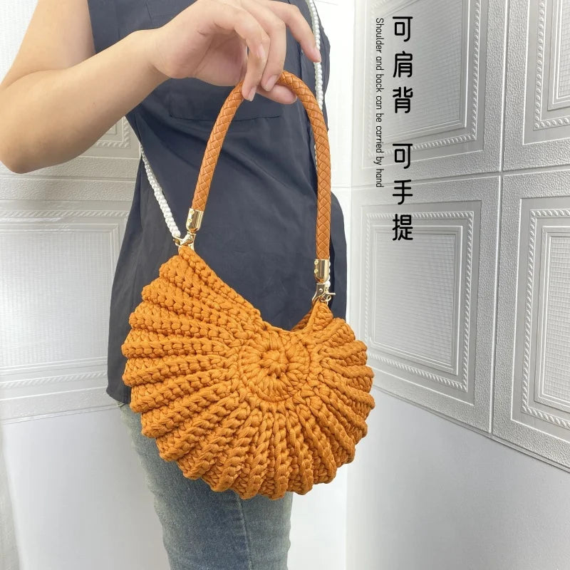 Woven Crochet Conch Shell Shape Bag