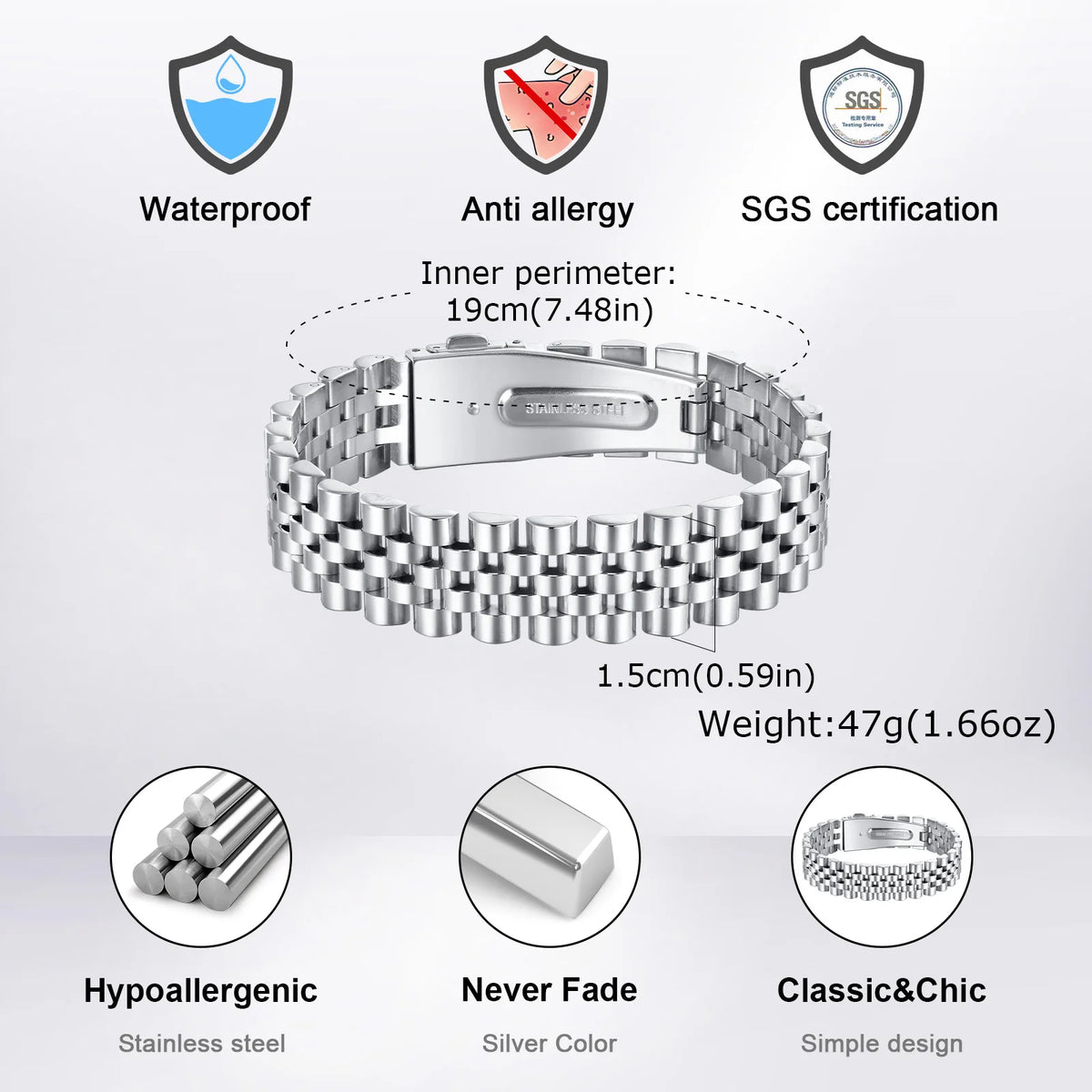 15mm Chunky Watch Band Bracelets