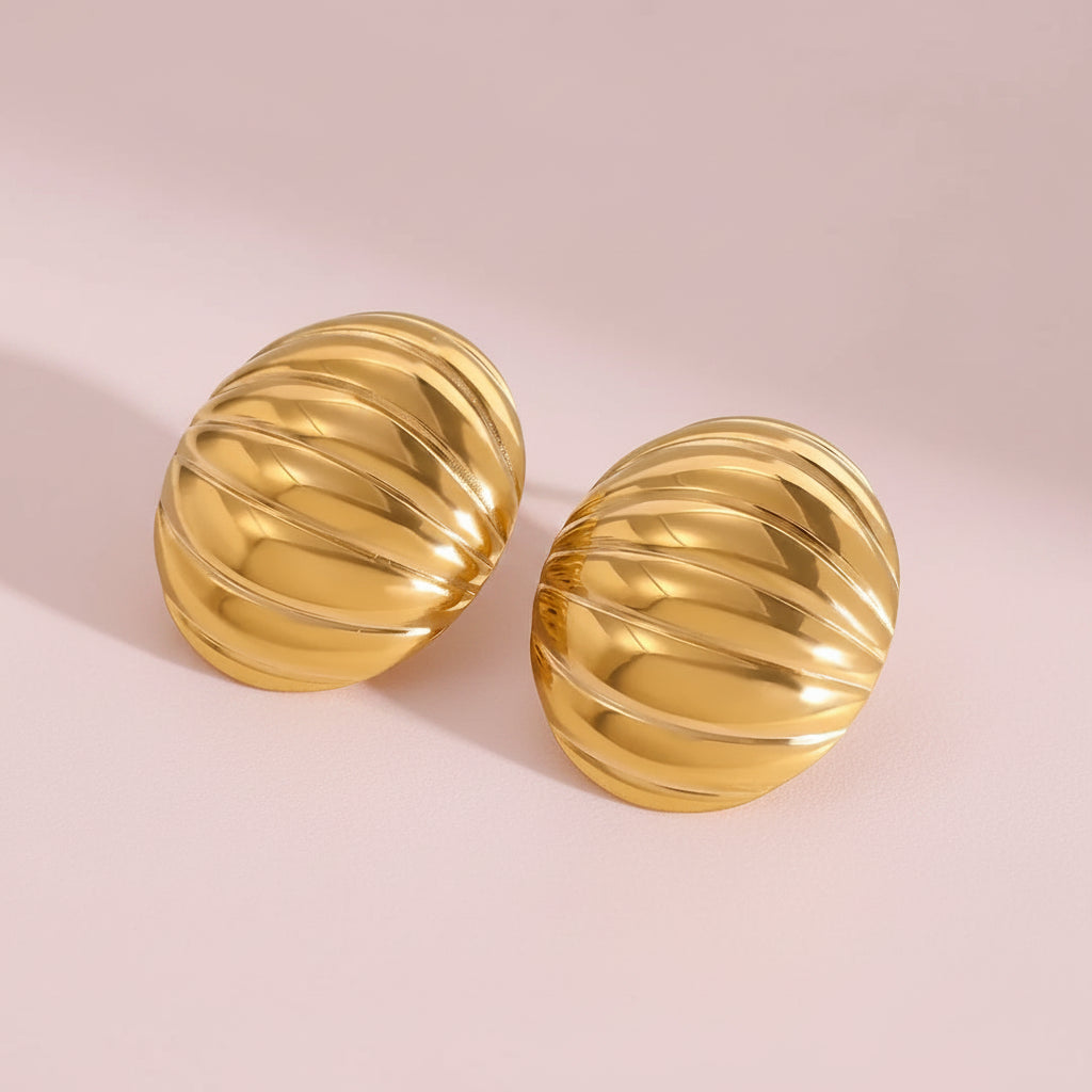 Striped Oval Geometric Stud Earrings