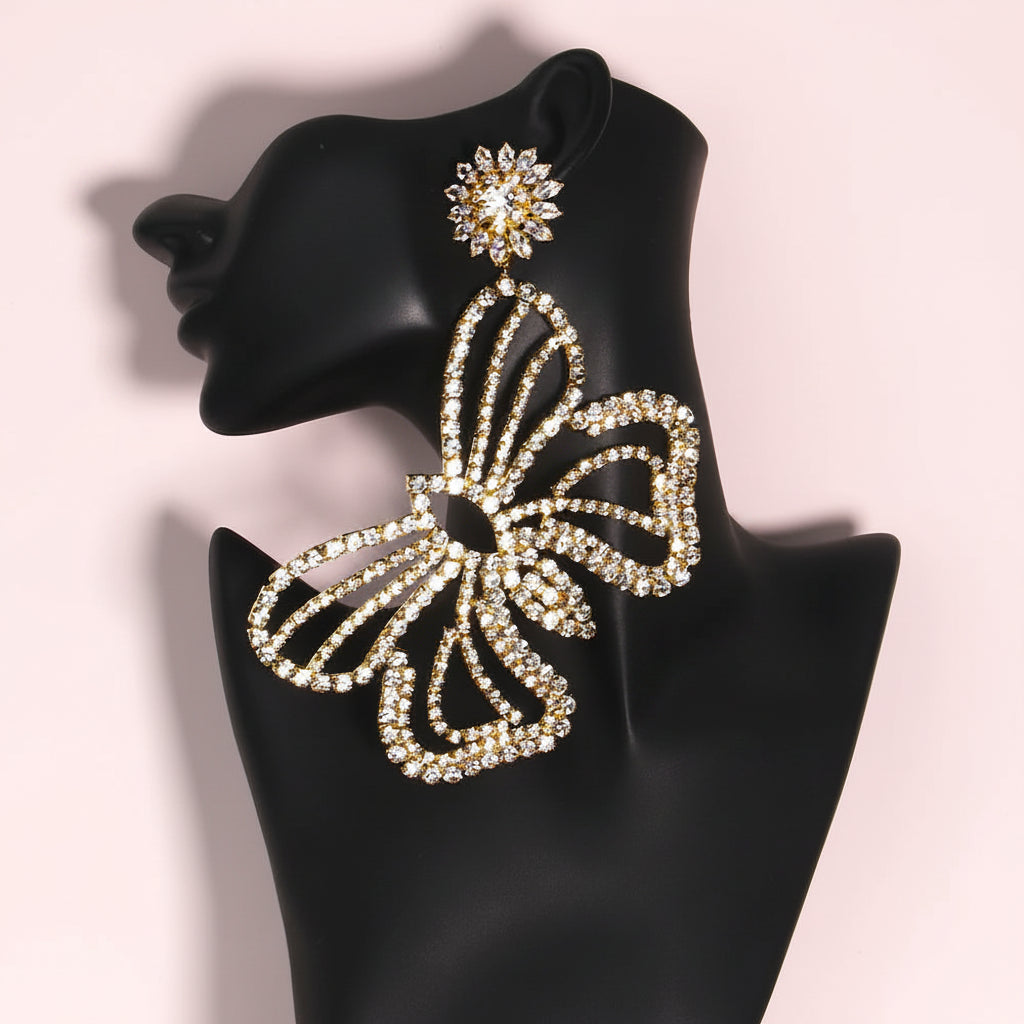 Rhinestone Butterfly Dangle Earrings